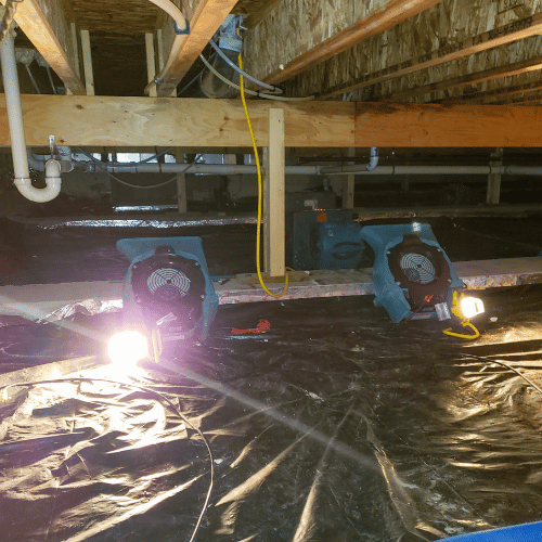 Drying equipment during water damage restoration